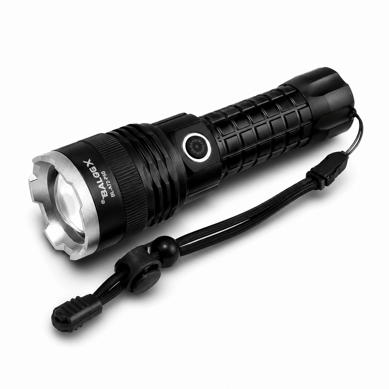 Leistungsstarke LED-Taschenlampe X-BALOG P50 mit Akku und USB-Ladefunktion – 17 cm