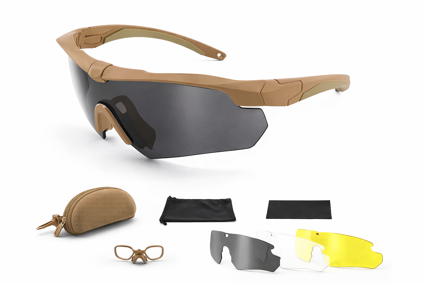 Тактически поляризирани предпазни очила с 3 сменяеми лещи – удароустойчиви