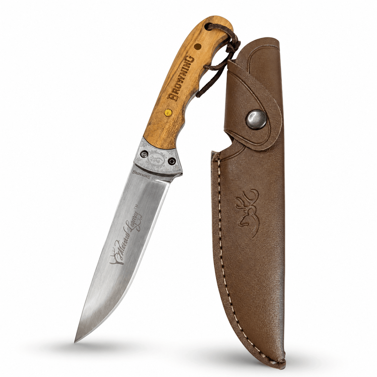 Lovecký nůž Browning Whitetail Legacy s dřevěnou rukojetí a pouzdrem