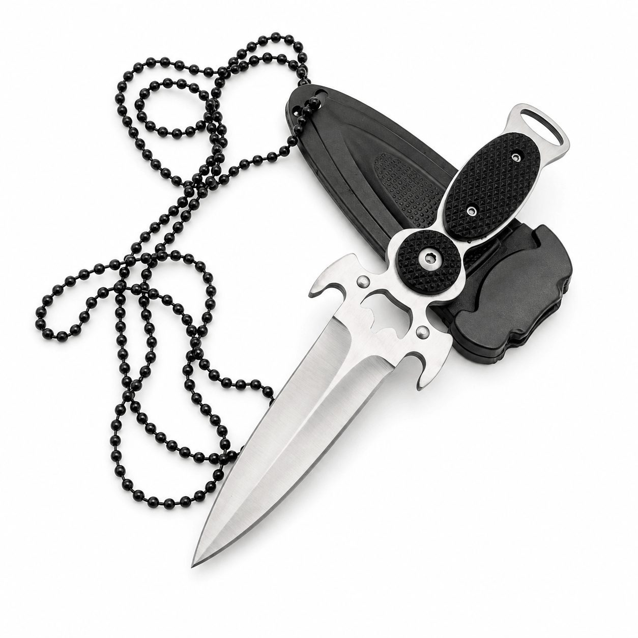 Couteau compact Black AirSoft DAGGER avec étui et chaînette