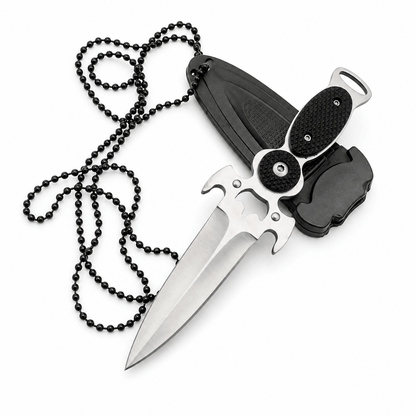 Couteau compact Black AirSoft DAGGER avec étui et chaînette