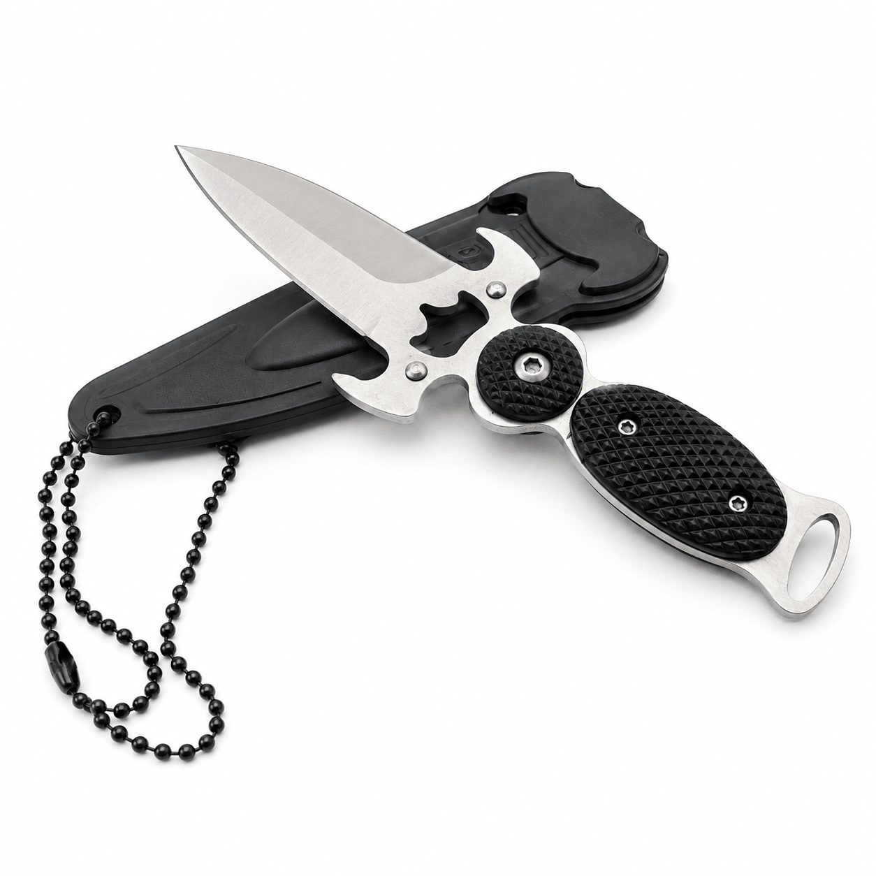 Couteau compact Black AirSoft DAGGER avec étui et chaînette