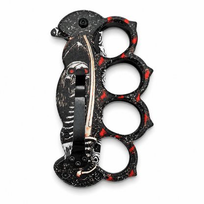 Cuțit automat tip box Black Airsoft Dead Head cu clemă pentru curea
