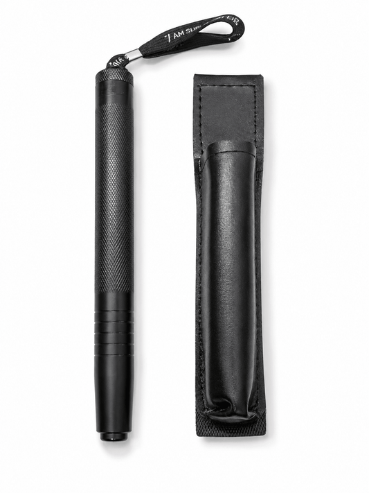 Teleskopska čelična palica Black Airsoft DEFENDER 50 cm s kožnim futrolom