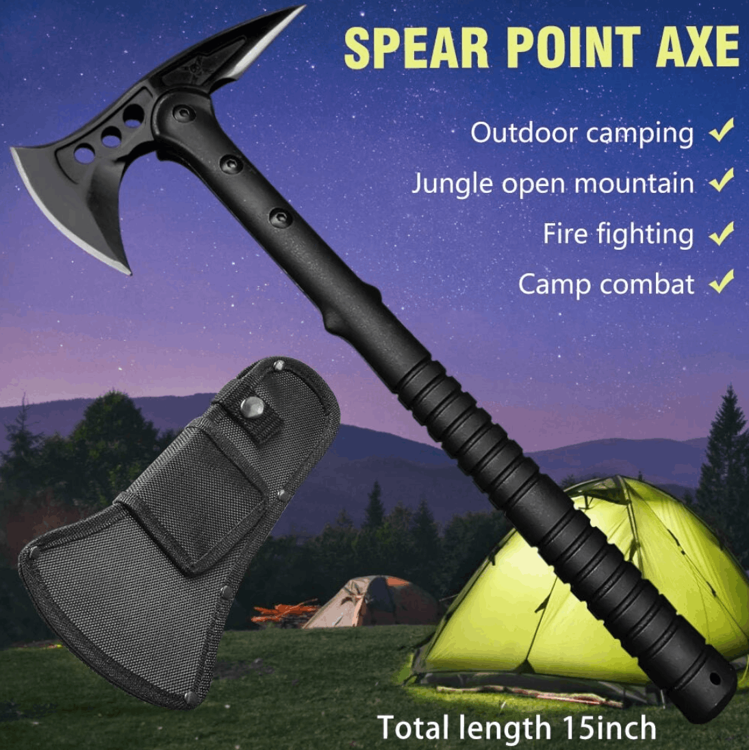 Taktička kamp sjekira Spear Point Axe 15 Inch s futrolom