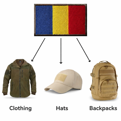 Бродирана нашивка велкро 5х8 см - румънско знаме