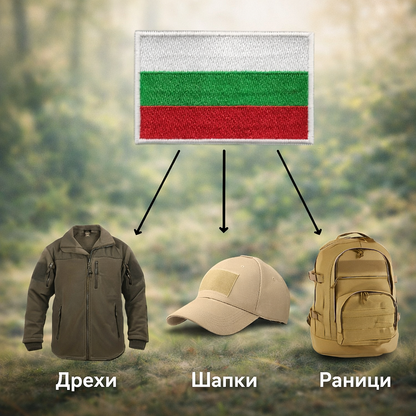 Бродирана нашивка велкро 5х8 см - българско знаме