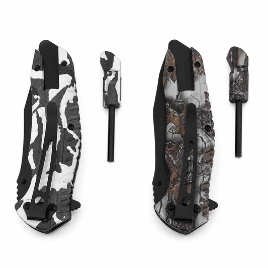 Сгъваем нож WILD CAMO с ферородна запалка – 21 см
