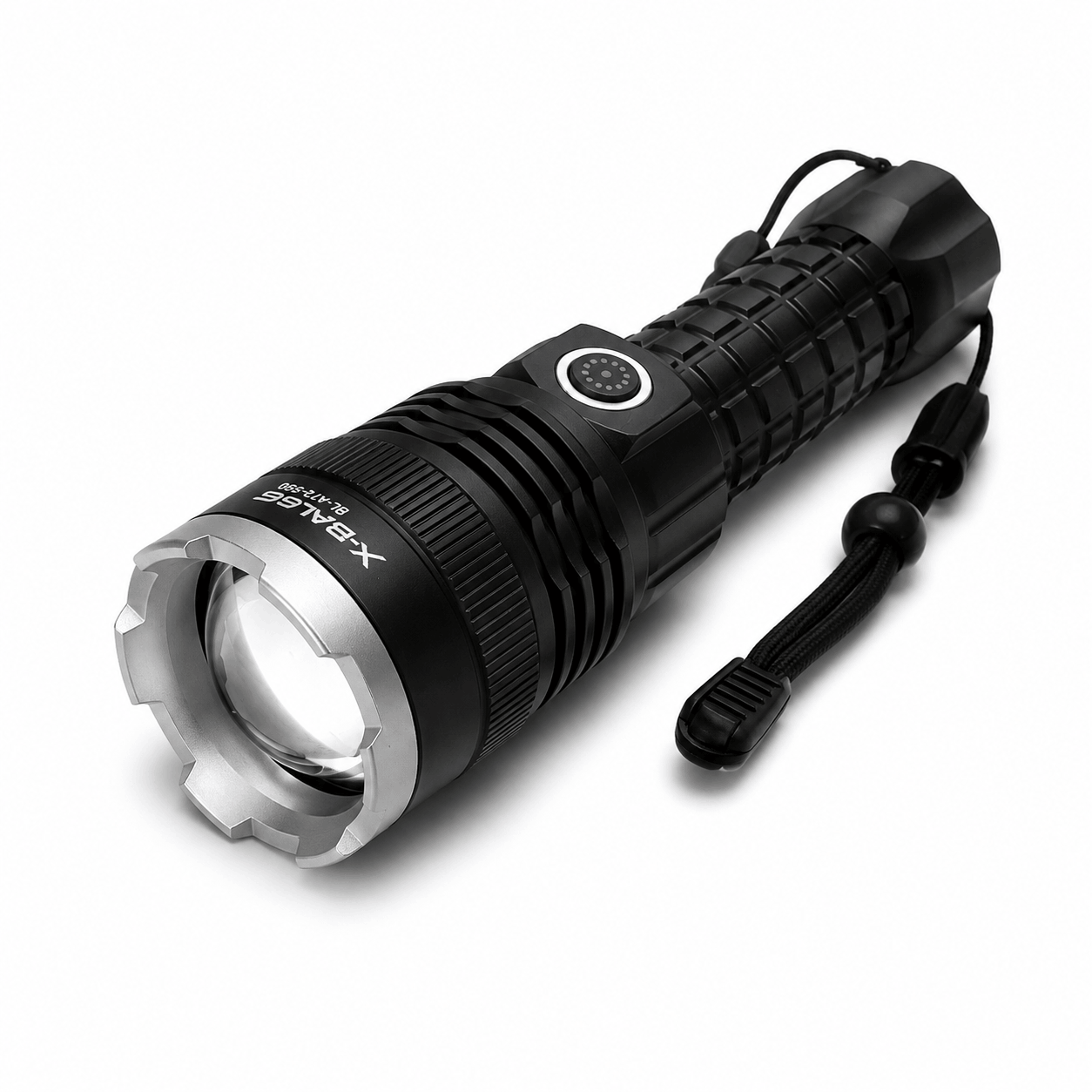 Leistungsstarke LED-Taschenlampe X-BALOG P50 mit Akku und USB-Ladefunktion – 17 cm