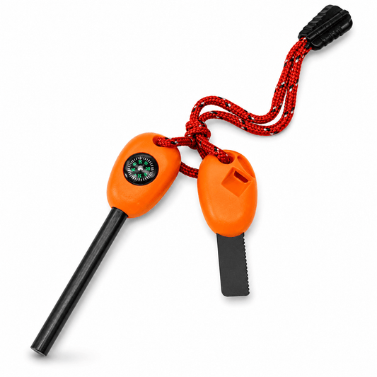 Magnesium-Feuerstarter mit Kompass und Pfeife | Feuerstarter für Survival