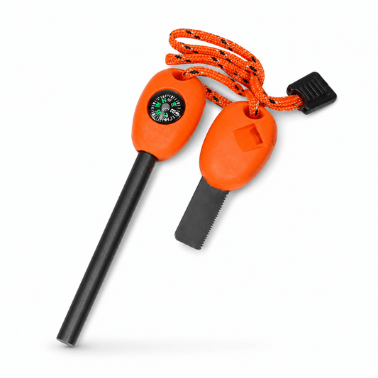 Magnesium-Feuerstarter mit Kompass und Pfeife | Feuerstarter für Survival
