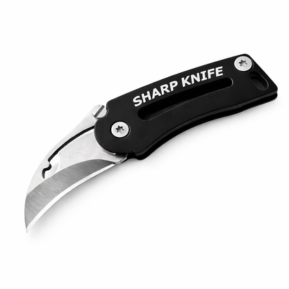 Мини сгъваем извит нож за ключодържател – компактен EDC инструмент