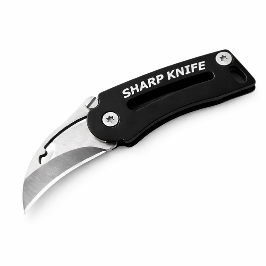 Мини сгъваем извит нож за ключодържател – компактен EDC инструмент