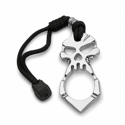 Metallischer Einfinger-Schlagring BlackAirsoft OSATO mit Totenkopf und Kordel