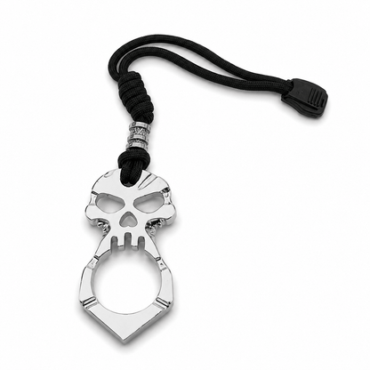 Metallischer Einfinger-Schlagring BlackAirsoft OSATO mit Totenkopf und Kordel