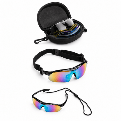 Sportsonnenbrille mit 5 austauschbaren Gläsern und Polarisation – Set