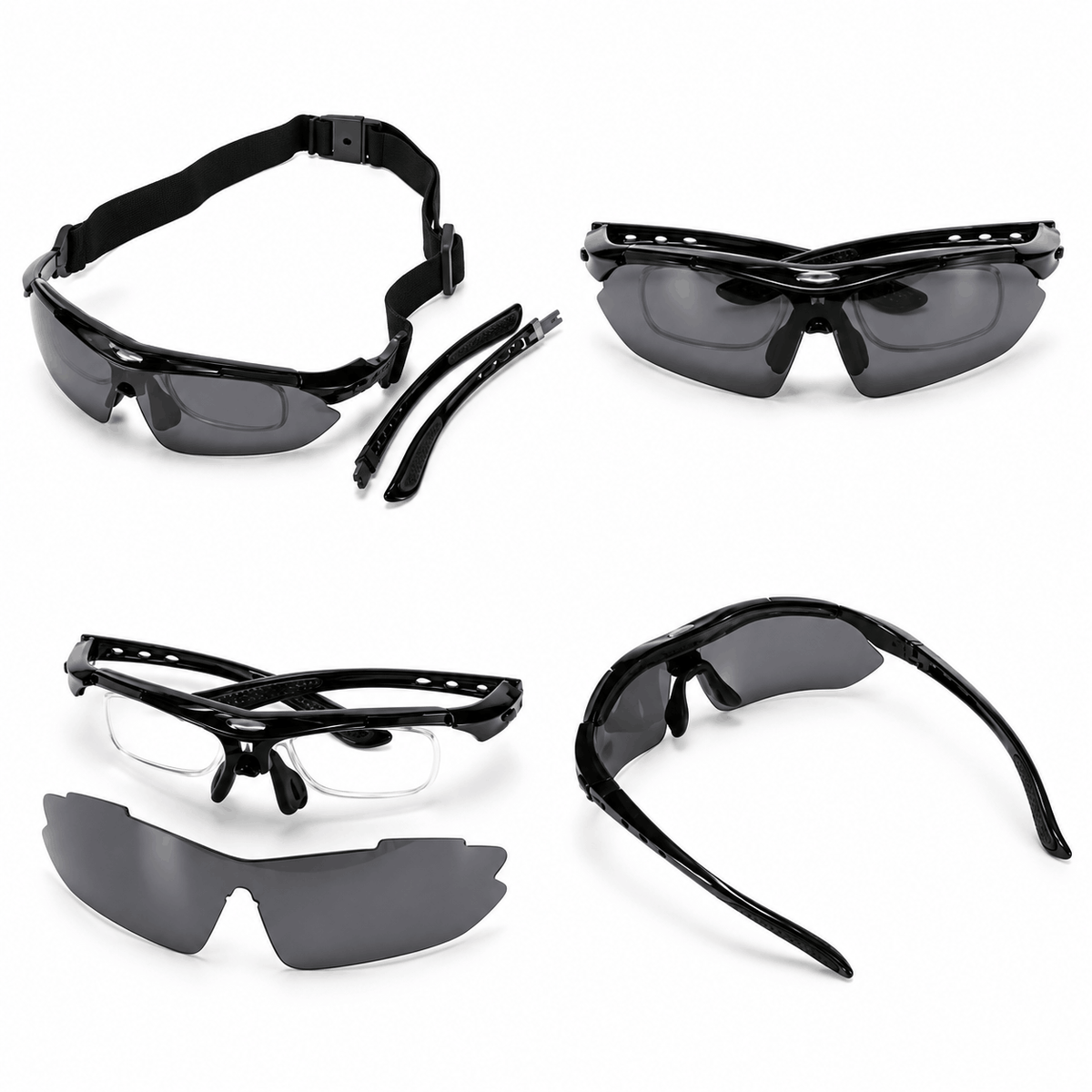 Sportsonnenbrille mit 5 austauschbaren Gläsern und Polarisation – Set
