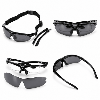 Sportsonnenbrille mit 5 austauschbaren Gläsern und Polarisation – Set
