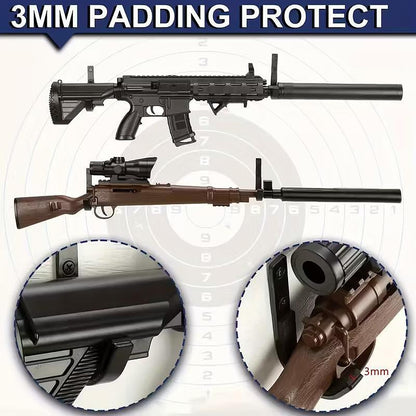 Стойка за оръжия, комплект 2 броя куки за пушки, черен