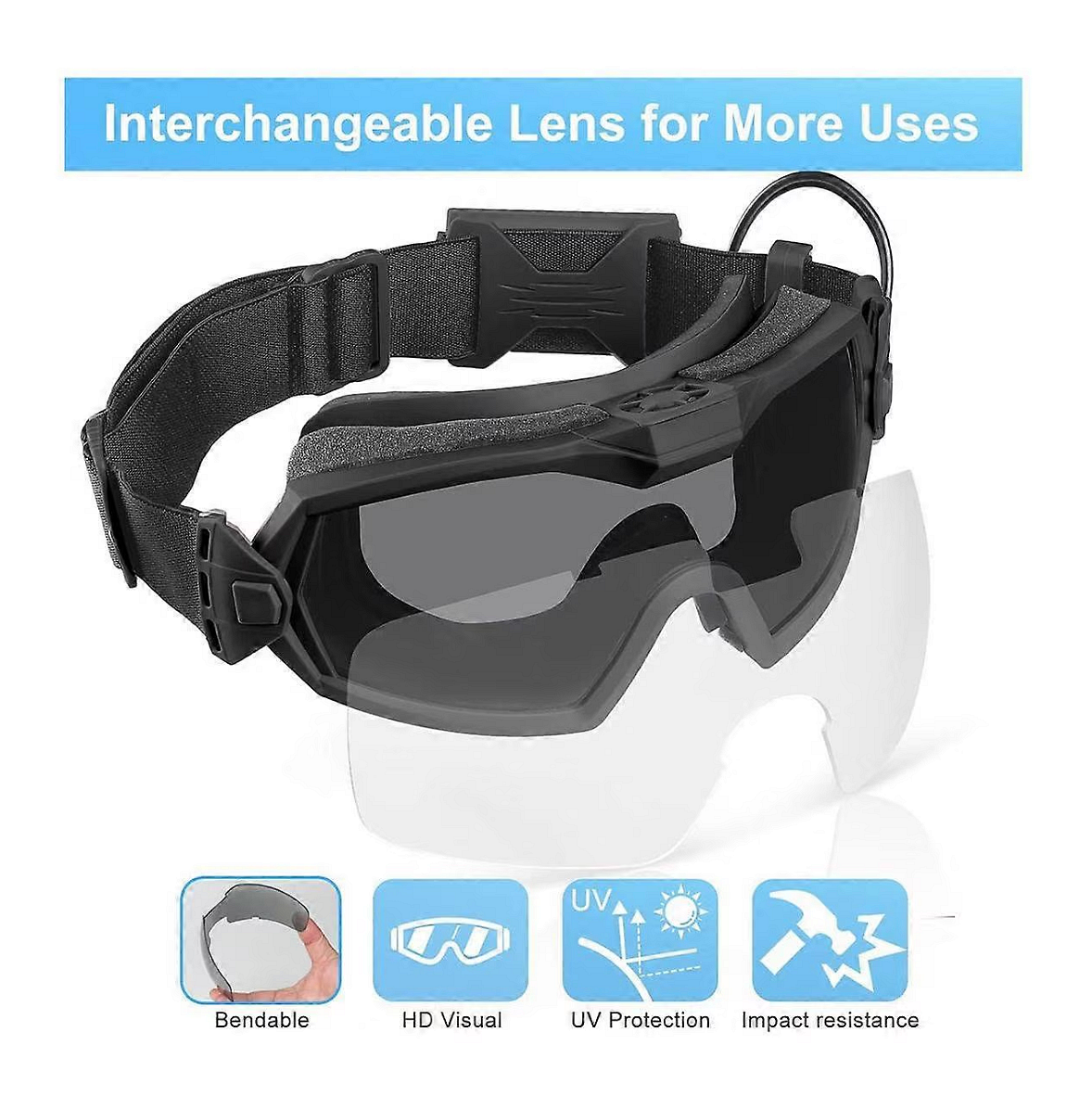 Тактическа предпазна маска, очила с вграден вентилатор, Anti-Fog