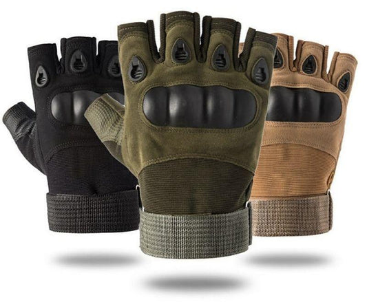 Тактически ръкавици без пръсти, с протектори