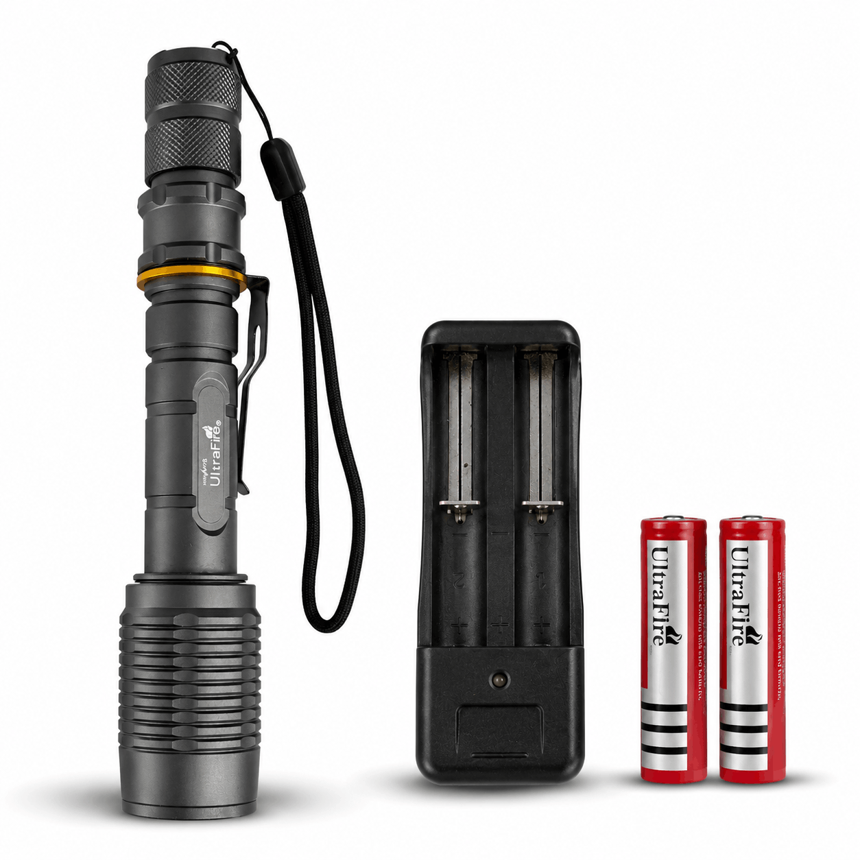 UltraFire LED lámpa – szett 2 akkumulátorral és töltővel
